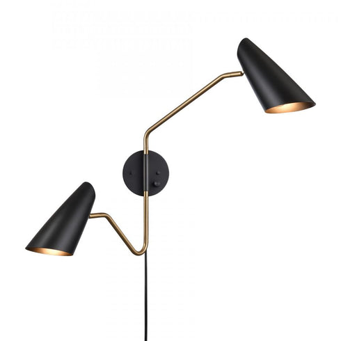 Elk Stanley 22.75 Inch High 2 Light Swingarm Sconce Matte Black Model: 52361/2