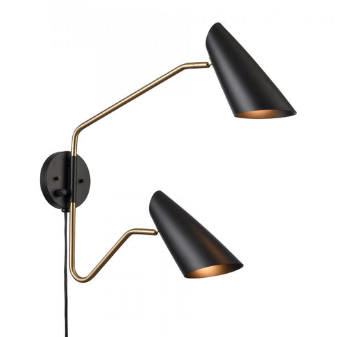 Elk Stanley 22.75 Inch High 2 Light Swingarm Sconce Matte Black Model: 52361/2