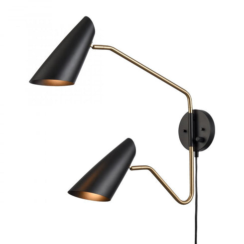 Elk Stanley 22.75 Inch High 2 Light Swingarm Sconce Matte Black Model: 52361/2