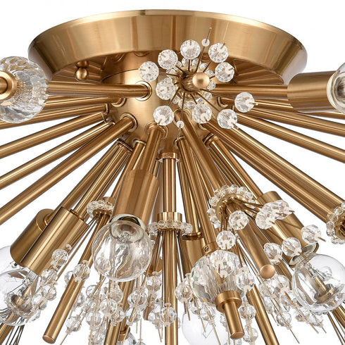 Elk Starburst 26 Inch Wide 8 Light Semi Flush Mount in Satin Brass Model: 12764/8