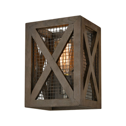 Elk Stockyard 1 Light SCONCE in Weathered Zinc Aged Wood Aged Wood Finish Model: D4444