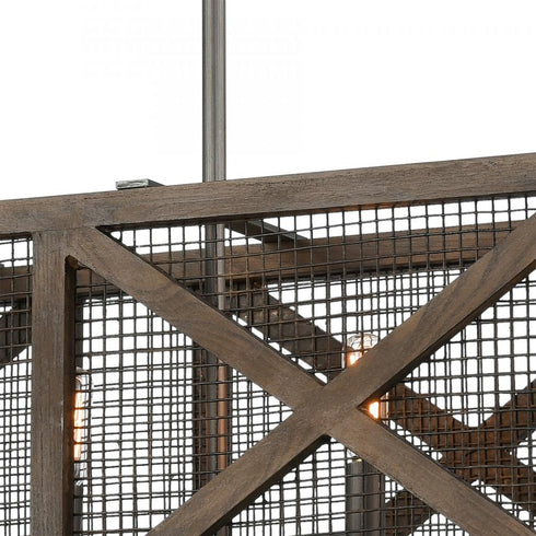 Elk Stockyard ISLAND LIGHT in Weathered Zinc Aged Wood Aged Wood Finish Model: D4445