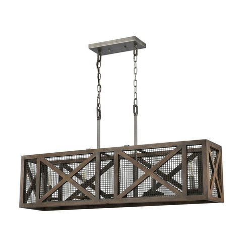 Elk Stockyard ISLAND LIGHT in Weathered Zinc Aged Wood Aged Wood Finish Model: D4445