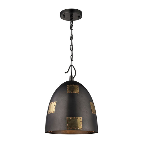 Elk Strasburg 1 Light MINI PENDANT in Antique Gold Weathered Iron Weathered Iron Finish Model: 14291/1