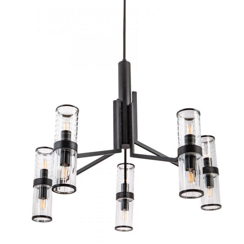Elk Stripe 31.75 Inch Wide 10 Light Chandelier in Matte Black Model: 8150-MB-CL