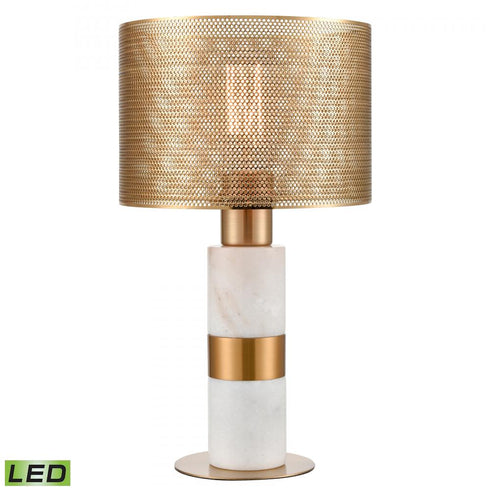 Elk Sureshot 15 Inch High 1 Light Table Lamp Aged Brass Includes LED Bulb in White Finish Model: D4677-LED
