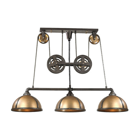 Elk Torque ISLAND LIGHT in Vintage Brass Finish Model: 65152/3