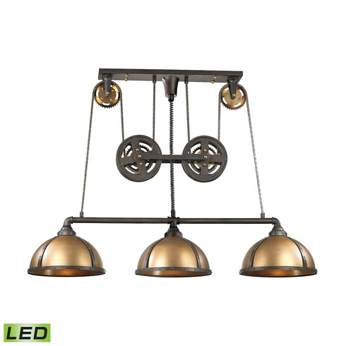 Elk Torque ISLAND LIGHT in Vintage Brass Finish Model: 65152/3-LED