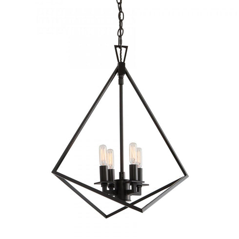 Elk_discontinued Trapezoid Cage 18 Inch Wide 4 Light Chandelier in Matte Black Model: 5388-MB-NG