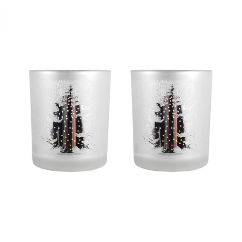 Elk Tree Pillar Holder (Set of 2) in Antique Silver Finish Model: 393501/S2