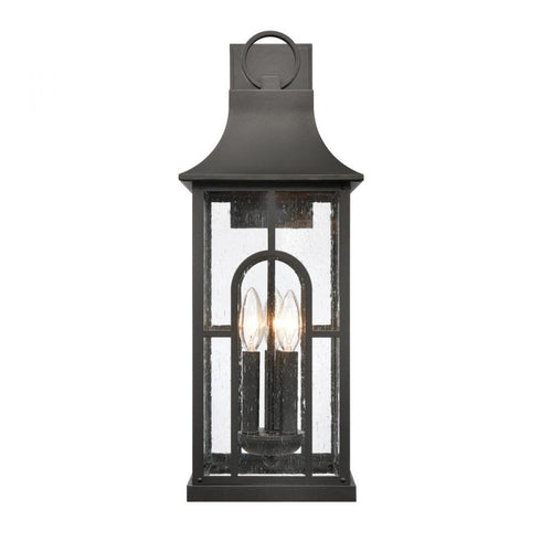 Elk Triumph 23 Inch High 3 Light Outdoor Sconce in Textured Black Model: 89603/3