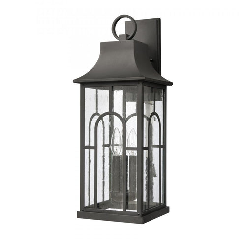 Elk Triumph 23 Inch High 3 Light Outdoor Sconce in Textured Black Model: 89603/3