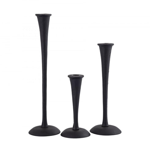 Elk Trumpet Candleholder Set of 3 in Aged Black Finish Model: H0897-10524/S3