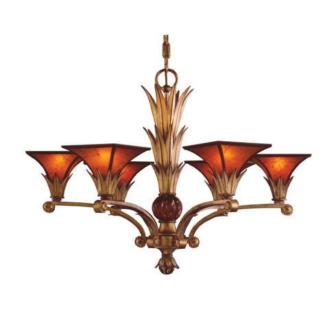 Elk Valenciana 6 Light CHANDELIER in Gold Leaf Solid Brass Solid Brass Finish Model: 6165/6