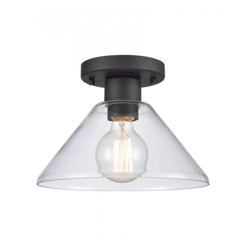 Elk Vivica 10 Inch Wide 1 Light Flush Mount in Matte Black with Clear Model: EC90005/1