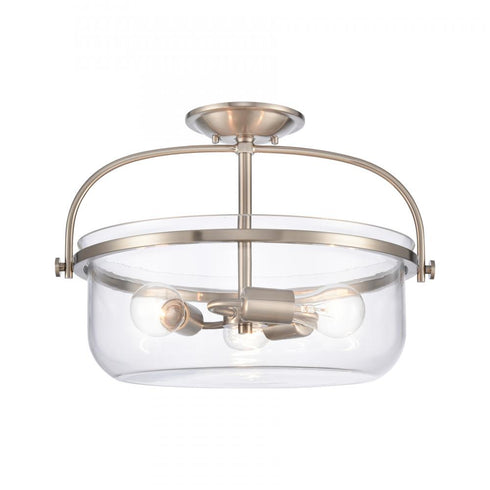 Elk Wentworth 17 Inch Wide 3 Light Semi Flush Mount Brushed Nickel Model: 89453/3