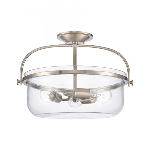 Elk Wentworth 17 Inch Wide 3 Light Semi Flush Mount Brushed Nickel Model: 89453/3