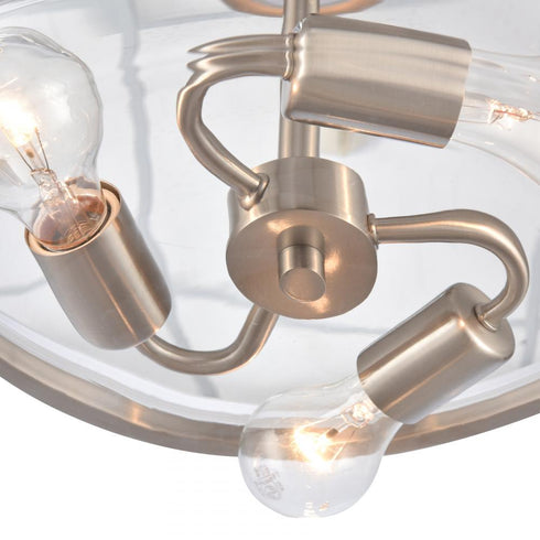 Elk Wentworth 17 Inch Wide 3 Light Semi Flush Mount Brushed Nickel Model: 89453/3