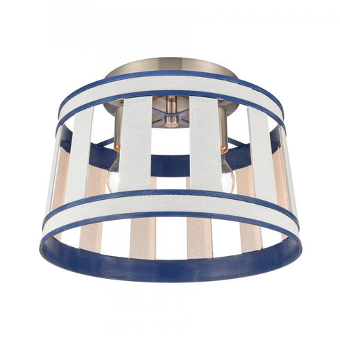 Elk White Burlap 14 Inch Wide 2 Light Semi Flush Mount in Ocean Blue Model: 63115/2