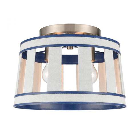 Elk White Burlap 14 Inch Wide 2 Light Semi Flush Mount in Ocean Blue Model: 63115/2