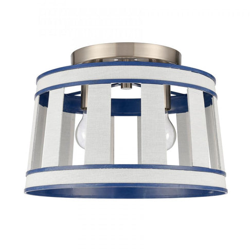 Elk White Burlap 14 Inch Wide 2 Light Semi Flush Mount in Ocean Blue Model: 63115/2