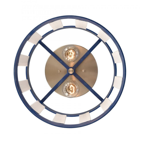 Elk White Burlap 14 Inch Wide 2 Light Semi Flush Mount in Ocean Blue Model: 63115/2