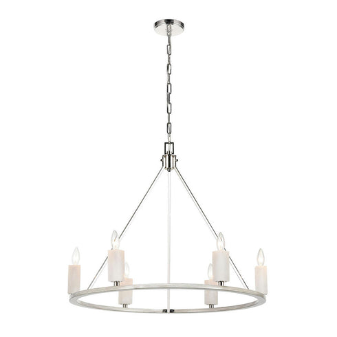 Elk White Stone CHANDELIER in Polished Nickel Finish Model: 69347/6