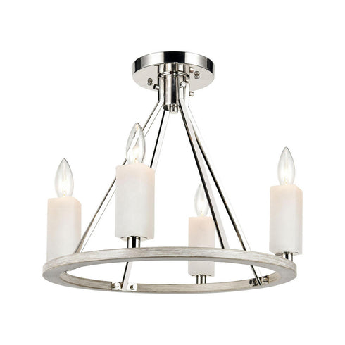 Elk White Stone SEMI FLUSH MOUNT in Polished Nickel Finish Model: 69345/4