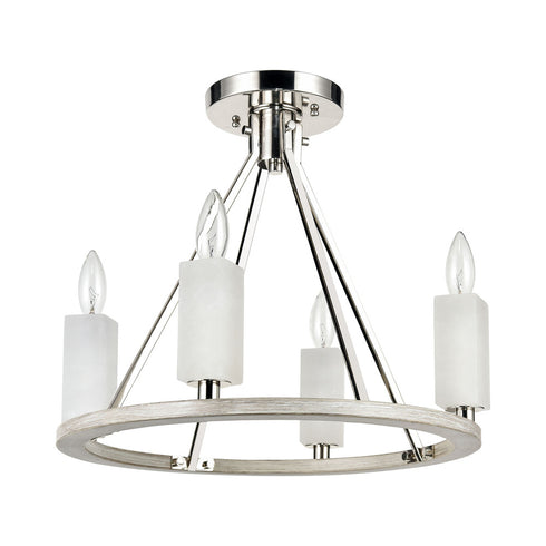 Elk White Stone SEMI FLUSH MOUNT in Polished Nickel Finish Model: 69345/4
