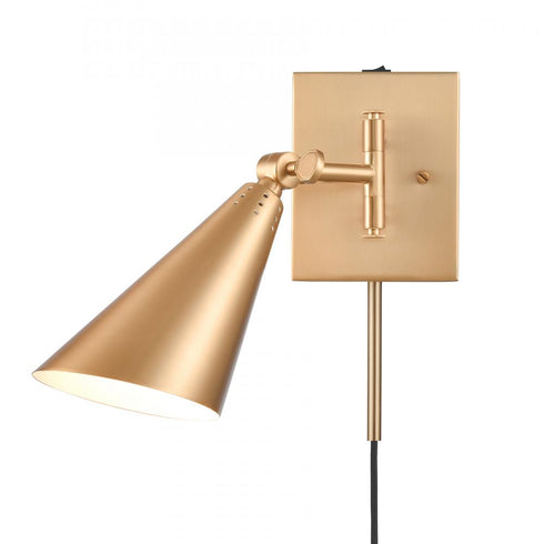 Elk Whitmire 10.25 Inch High 1 Light Plug I Hardwire Sconce in Brushed Gold Model: EC89231/1