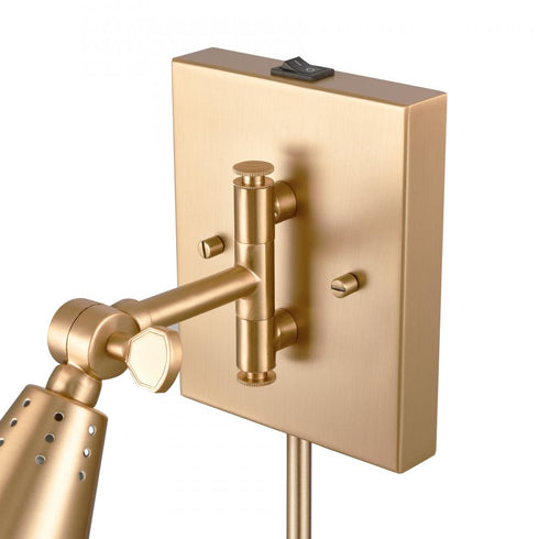 Elk Whitmire 10.25 Inch High 1 Light Plug I Hardwire Sconce in Brushed Gold Model: EC89231/1