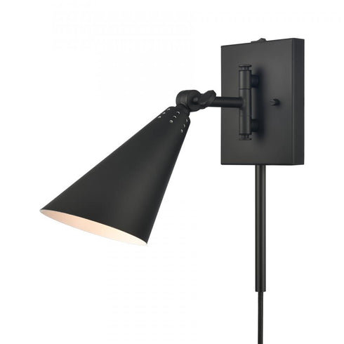 Elk Whitmire 10.25 Inch High 1 Light Plug I Hardwire Sconce in Matte Black Model: EC89221/1