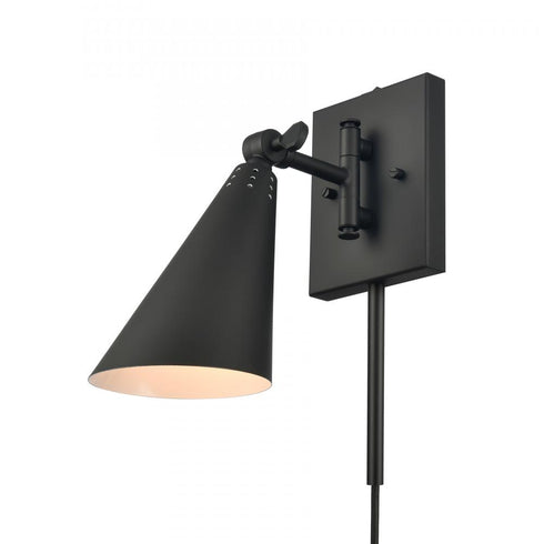 Elk Whitmire 10.25 Inch High 1 Light Plug I Hardwire Sconce in Matte Black Model: EC89221/1
