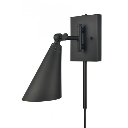 Elk Whitmire 10.25 Inch High 1 Light Plug I Hardwire Sconce in Matte Black Model: EC89221/1