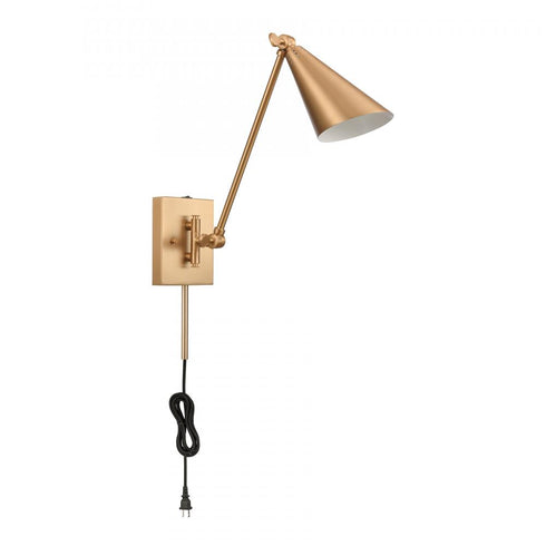 Elk Whitmire 10.5 Inch High 1 Light Plug I Hardwire Sconce in Brushed Gold Model: EC89230/1