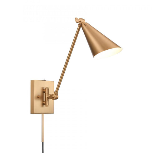 Elk Whitmire 10.5 Inch High 1 Light Plug I Hardwire Sconce in Brushed Gold Model: EC89230/1