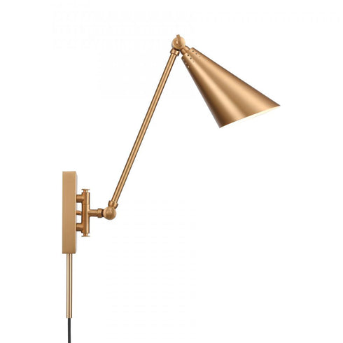 Elk Whitmire 10.5 Inch High 1 Light Plug I Hardwire Sconce in Brushed Gold Model: EC89230/1