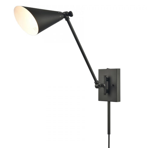 Elk Whitmire 10.5 Inch High 1 Light Plug I Hardwire Sconce in Matte Black Model: EC89220/1