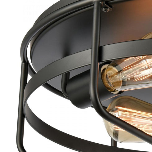 Elk Wickshire FLUSH MOUNT in Matte Black Finish Model: 46382/3