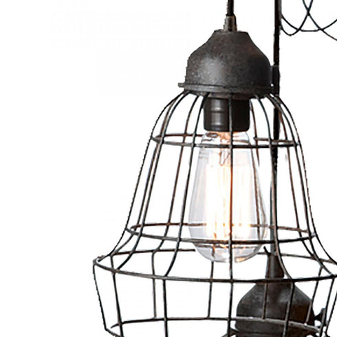 Elk Wire 5 Light Mini Pendant with Wire Cages in Five Shapes in Black Finish Model: 225031