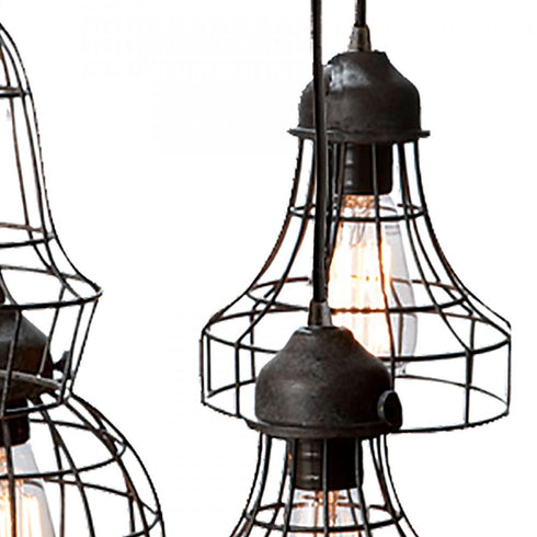 Elk Wire 5 Light Mini Pendant with Wire Cages in Five Shapes in Black Finish Model: 225031