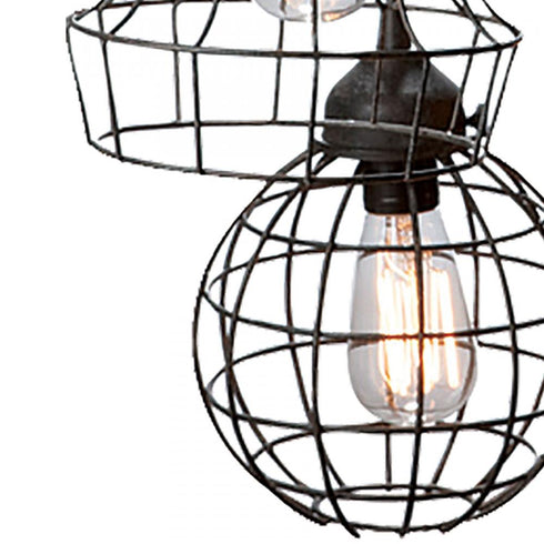 Elk Wire 5 Light Mini Pendant with Wire Cages in Five Shapes in Black Finish Model: 225031