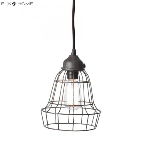 Elk Wire Barrel 1 Light Mini Pendant in Brown Finish Model: 225032
