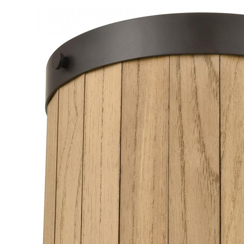 Elk Wooden Barrel 2 Light SCONCE in Oil Rubbed Bronze Natural Wood Natural Wood Finish Model: 33360/2