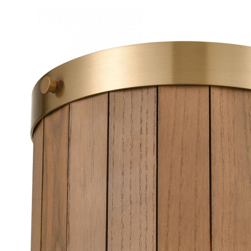 Elk Wooden Barrel 2 Light SCONCE in Satin Brass Medium Oak Medium Oak Finish Model: 33370/2