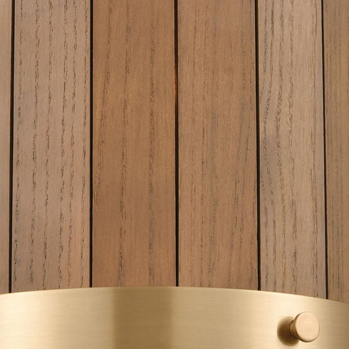 Elk Wooden Barrel 2 Light SCONCE in Satin Brass Medium Oak Medium Oak Finish Model: 33370/2