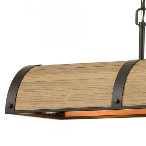 Elk Wooden Barrel ISLAND LIGHT in Oil Rubbed Bronze Natural Wood Natural Wood Finish Model: 33365/4