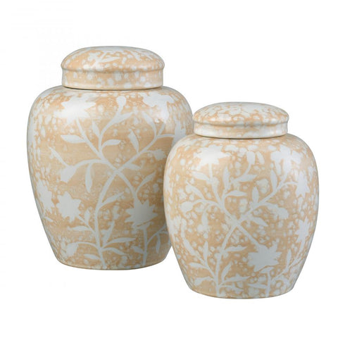 Elk Yvonne Jar Set of 2 in Cream Glazed Model: S0037-11351/S2