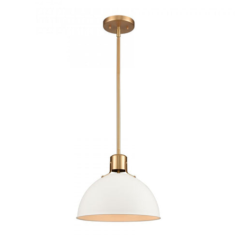 Elk Zayne 12 Inch Wide 1 Light Pendant in Matte White Model: EC89725/1