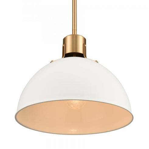Elk Zayne 12 Inch Wide 1 Light Pendant in Matte White Model: EC89725/1